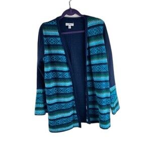 Kim Rogers Size Medium Womans Lightweight Cardigan Sweater Black Blue